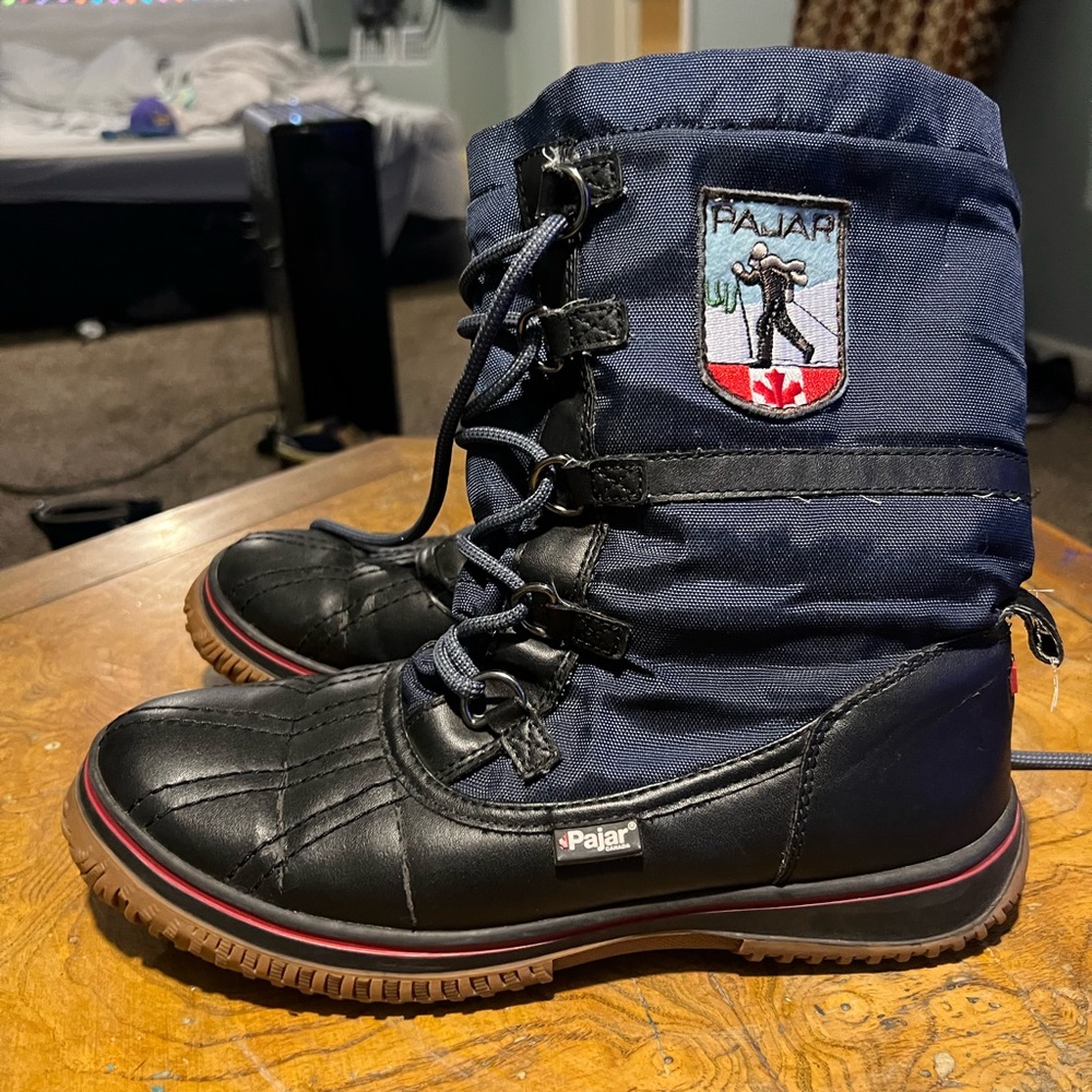 Pajar Grip Low Winter Snow Boots EUR 40 Womens Size 8-8.5 Blue Nylon Insulated